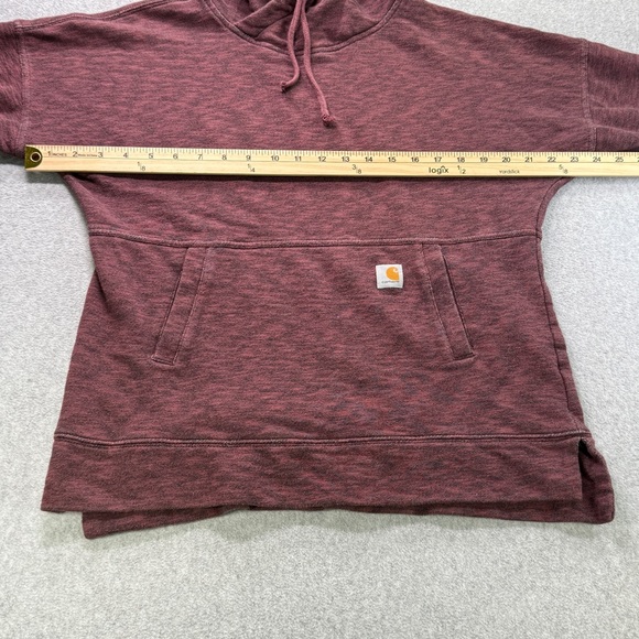 Carhartt‎ Women’s Relaxed Fit Hoodie Small Maroon Heather Pullover 103591 - Picture 4 of 10